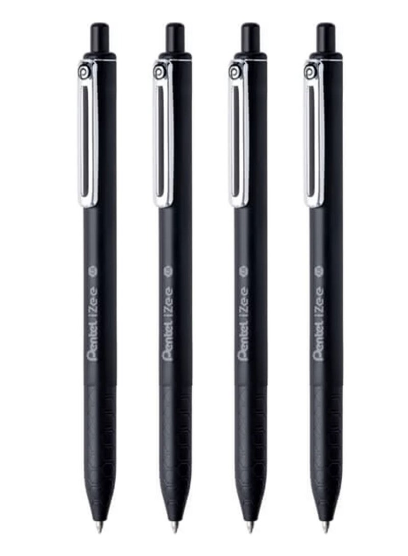 Pentel 4-Piece Izee Retractable Ballpoint Pen 1.0mm Tip Black Ink - Image 1