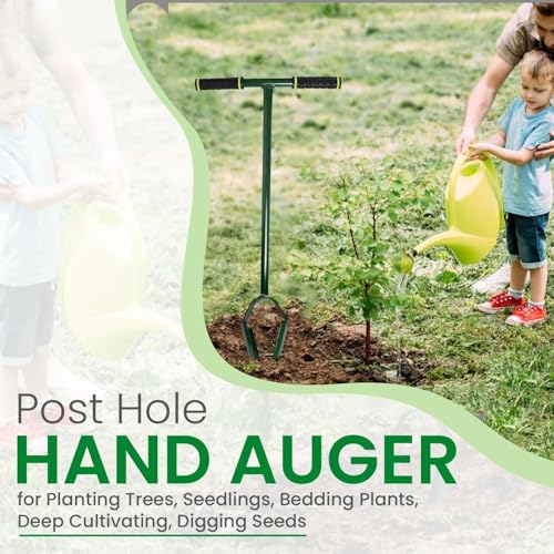 KRUFE Post Hole Hand Auger 4 Inch (Green) - Effortless Digging for Perfect Garden Posts and Fences - Durable Steel Construction, Comfort Grip Handles - Ideal Tool for Landscaping and DIY Projects - Image 3