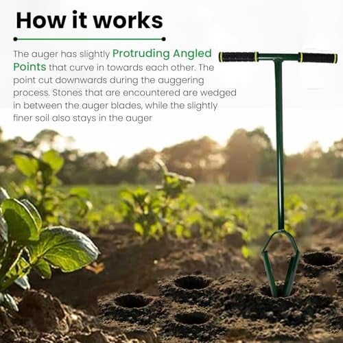 KRUFE Post Hole Hand Auger 4 Inch (Green) - Effortless Digging for Perfect Garden Posts and Fences - Durable Steel Construction, Comfort Grip Handles - Ideal Tool for Landscaping and DIY Projects - Image 4