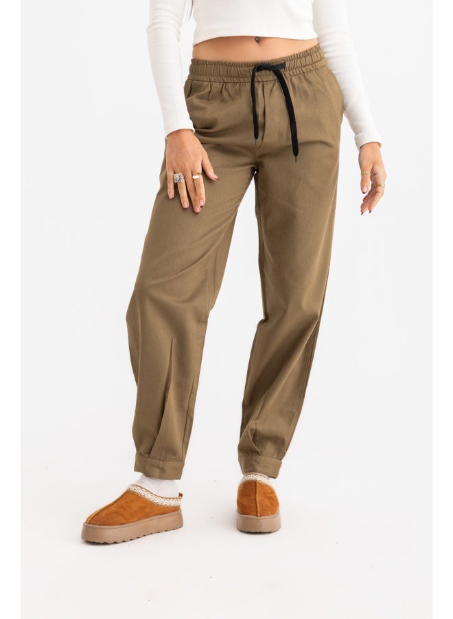 Dresscode Gabardine Pants In Olive Green - Image 1