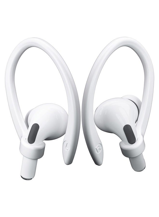 ICARERSPACE 2 Pairs [Middle & Large] Ear Hooks Compatible with AirPods Pro 3, 2, Pro, AirPods 4, 3, 2 & 1, Upgraded Anti Slip Sports Clip Hooks for AirPods 1, 2, 3, 4,Pro, Pro 2 – White - Image 1