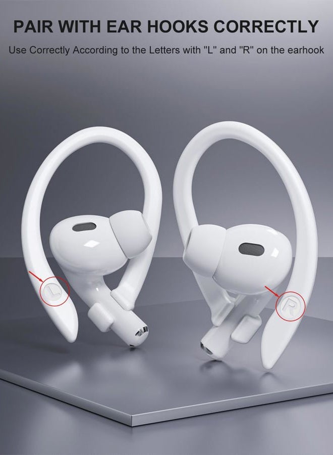 ICARERSPACE 2 Pairs [Middle & Large] Ear Hooks Compatible with AirPods Pro 3, 2, Pro, AirPods 4, 3, 2 & 1, Upgraded Anti Slip Sports Clip Hooks for AirPods 1, 2, 3, 4,Pro, Pro 2 – White - Image 4