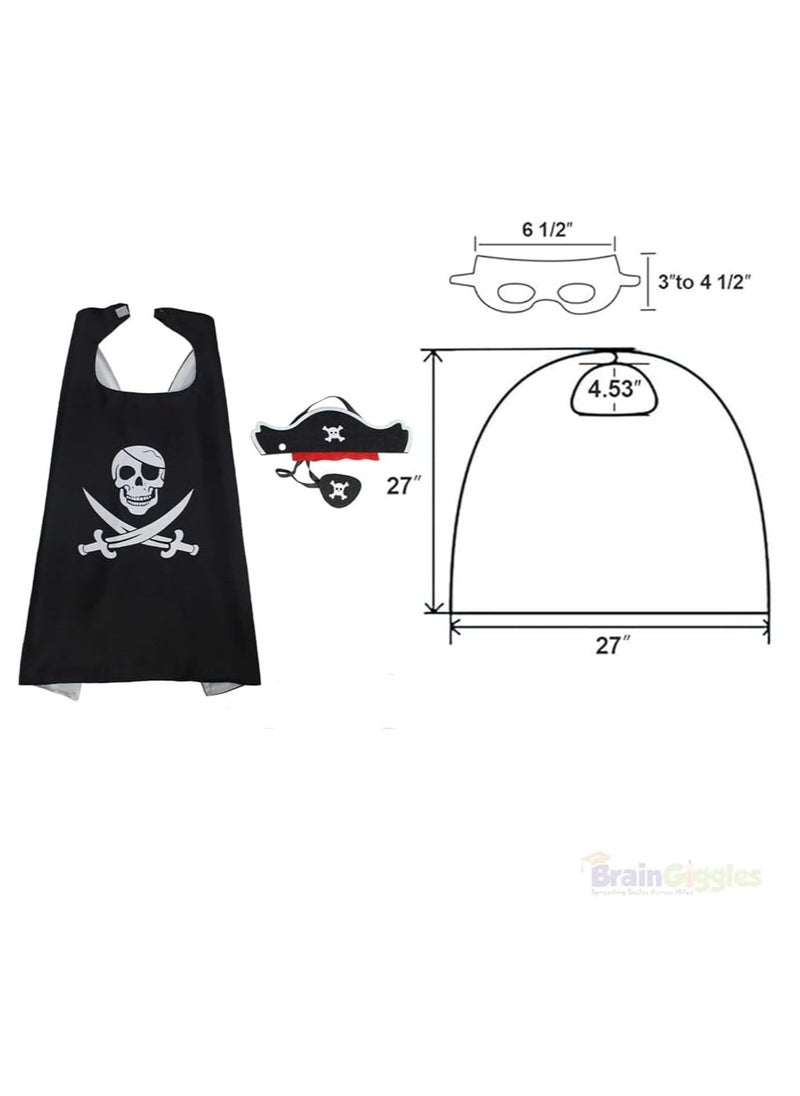 Brain Giggles Brain Giggles Pirate Superhero Cape Costume set with Mask for Party Dress up Role Play Costume for kids  - Image 2