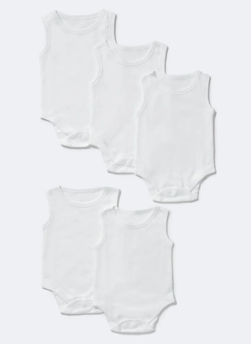 Matalan Baby 5 Pack White Sleeveless Bodysuits
