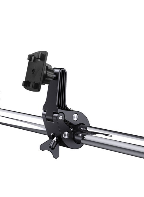 Fitness Bike Tablet Computer Clip Gym Treadmill Round Tube Fixed Tablet Computer Mobile Phone Universal Bracket-Color:Four Buckles Of Gooseneck Holder With Handle