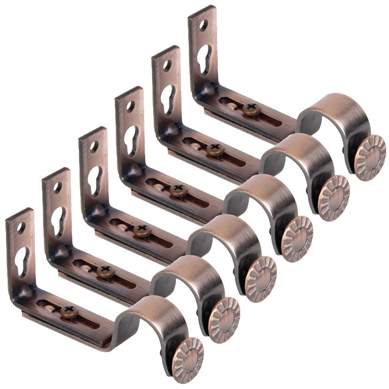 6pcs 18-22mm Adjustable Curtain Rod Bracket Wall-mounted Curtain Pole Drapery Bracket( ) - Image 1