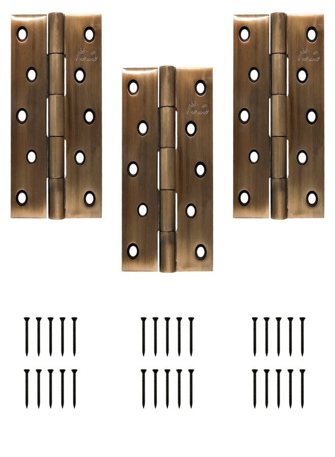 Volo® Door Butt Hinges 5 inch / 4 inch x 10 Gauge/3 mm Thickness (Stainless Steel, Antique Finish) (5 Inch (Pack of 3 Pcs)) - Image 1