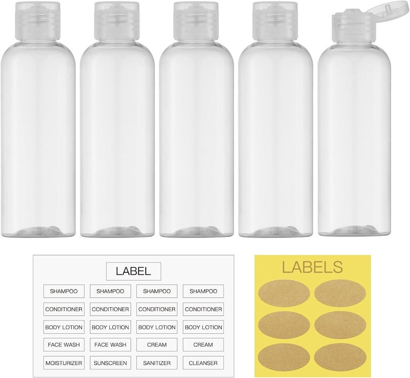 LISAPACK 3.4 oz Travel Bottles for Toiletries, Plastic Travel Size Containers for Shampoo Conditioner TSA Approved, Empty Small Squeeze for Lotion, Clear Leak Proof Mini Liquid Tube for Refillable - Image 5