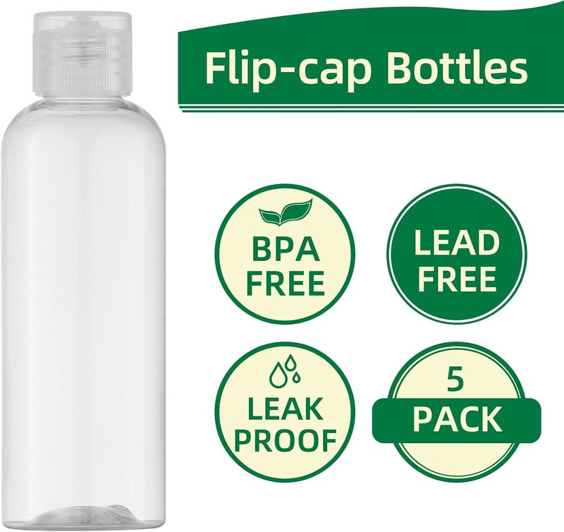 LISAPACK 3.4 oz Travel Bottles for Toiletries, Plastic Travel Size Containers for Shampoo Conditioner TSA Approved, Empty Small Squeeze for Lotion, Clear Leak Proof Mini Liquid Tube for Refillable - Image 4