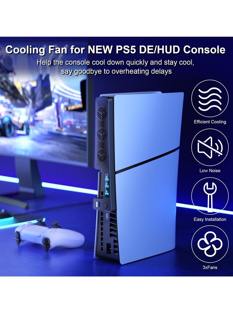 Loquat Cooling Fan for New PS5 Slim, Efficient Quiet PS5 Slim Cooler with 3 Fan Speeds, USB 3.0 Port, Accessories for PlayStation 5 Slim Digital/Disc Version Cooler with LED Light  - Image 2