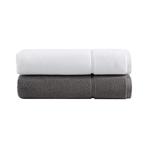 Vera Wang - Bath Towels, 100% Soft & Absorbent Terry Cotton, Low Linting and Fade Resistant, Medium Weight Bathroom Towels (Modern Lux Grey, 3 Piece) - Image 4