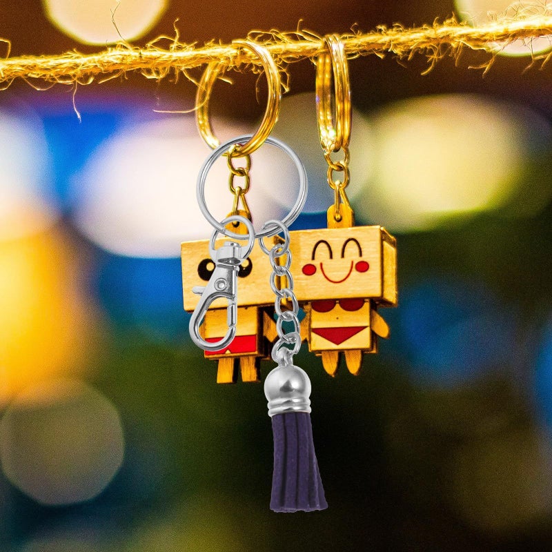 Gold And Silver Dog Claw Key Ring Findings Set With Colorful Leather Tassels DIY Keychain Craft Kit 350 Pieces - Image 5