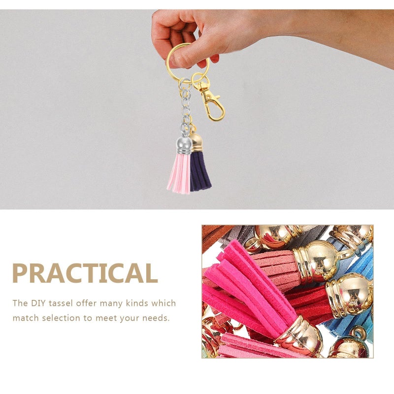Gold And Silver Dog Claw Key Ring Findings Set With Colorful Leather Tassels DIY Keychain Craft Kit 350 Pieces - Image 4