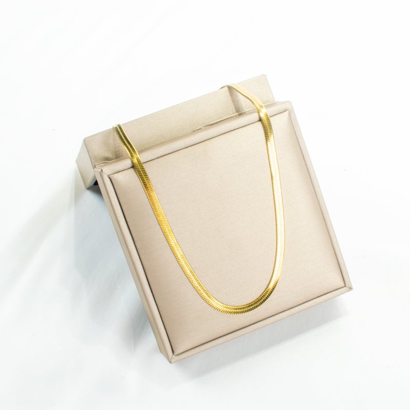 Golden Stainless Steel Snake Back Necklace