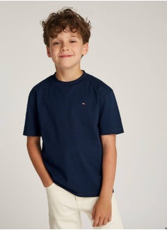 TOMMY HILFIGER Boys' Flag Embroidery T-Shirt - Cotton, Blue  - Image 1