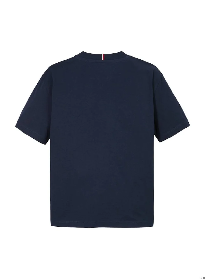 TOMMY HILFIGER Boys' Flag Embroidery T-Shirt - Cotton, Blue