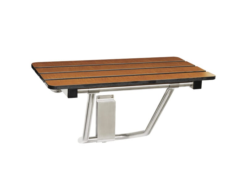 Seachrome 28inch x 15inch in ADA Folding Wall Mount Bathroom Shower Seat Bench Teak Phenolic Seat
