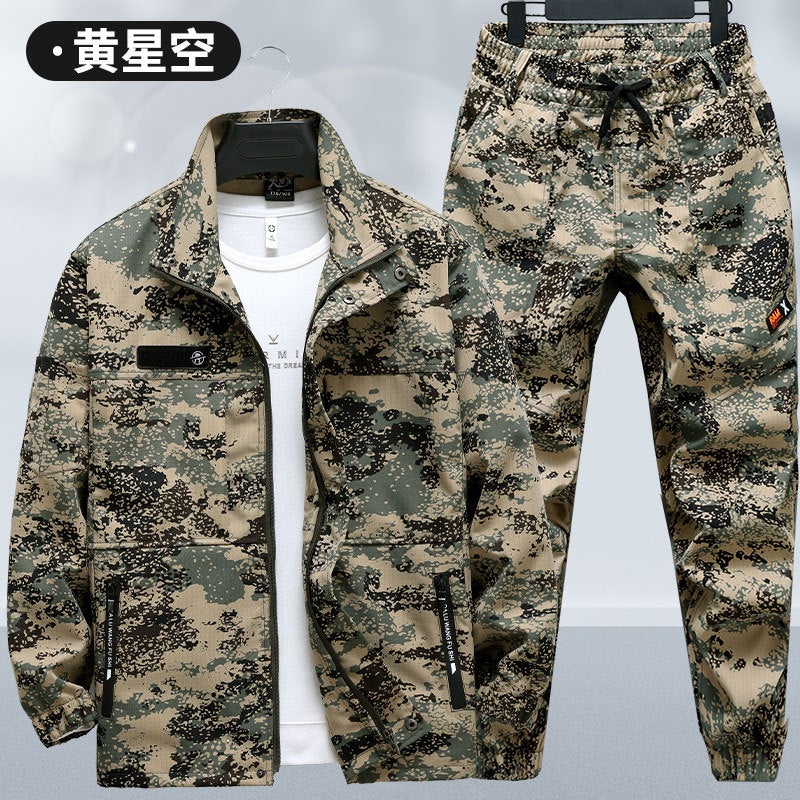 Work Clothes Suit Men'S Wear-Resistant Tear-Resistant Workwear Labor Protection Camouflage Clothing Thickened Breathable Auto Repair Training Clothes - Image 1