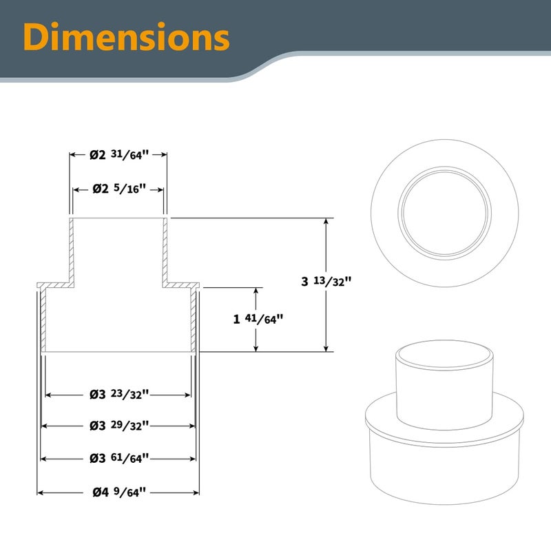 POWERTEC POWERTEC 70104 4 Inch Hose to 2-1/2 Inch Hose Reducer, Dust Collection Fittings for Dust Collection Hose, Dryer Vent Hose & Shop Vacuum Hose Connection, 1 Pack  - Image 5