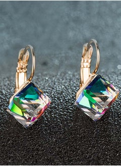 EVEVIC Cube Austrian Crystal Drop Leverback Earrings for Women Fashion 14K Rose Gold Plated Hypoallergenic Jewelry  - Image 4