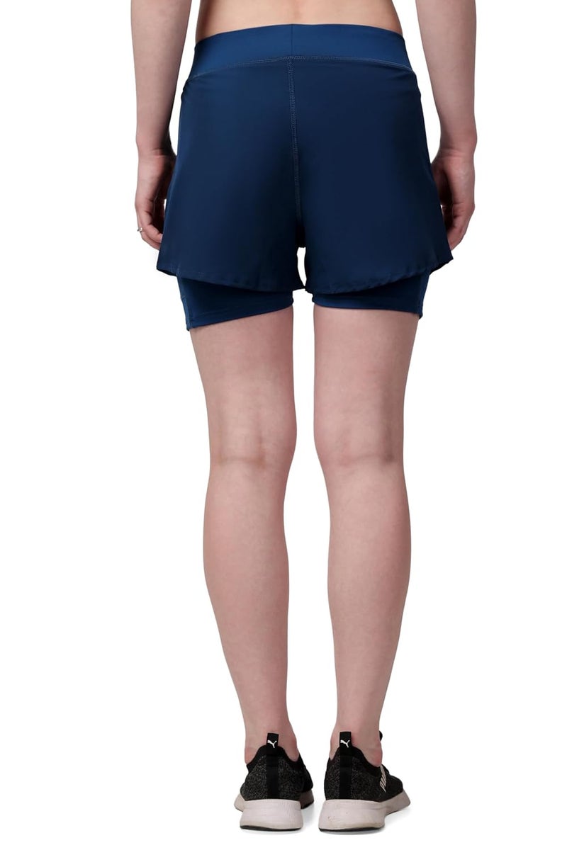SSoShHub Store SSoShHub Women's Double Layered Sports Gym Workout Running Shorts - High Waist, Ultrasoft, with Inner Pocket - Image 4