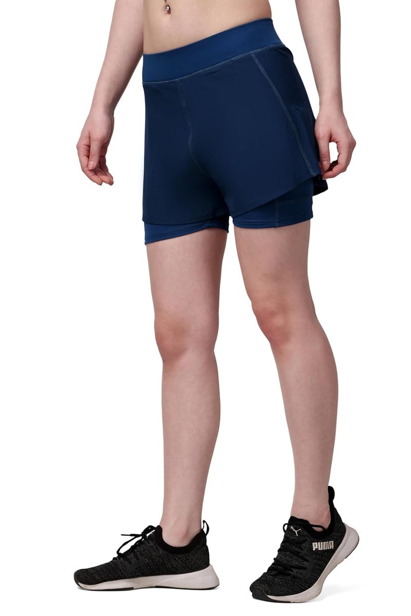 SSoShHub Store SSoShHub Women's Double Layered Sports Gym Workout Running Shorts - High Waist, Ultrasoft, with Inner Pocket - Image 2