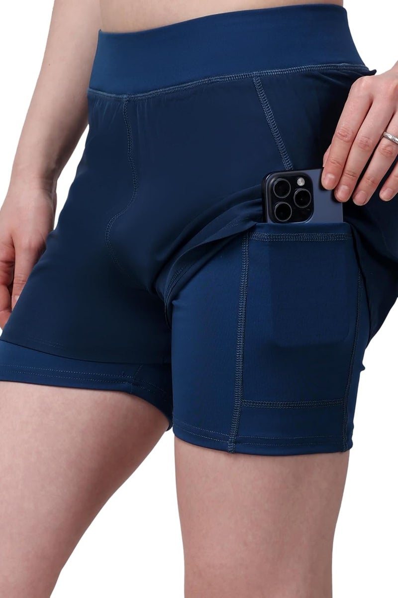 SSoShHub Store SSoShHub Women's Double Layered Sports Gym Workout Running Shorts - High Waist, Ultrasoft, with Inner Pocket - Image 3