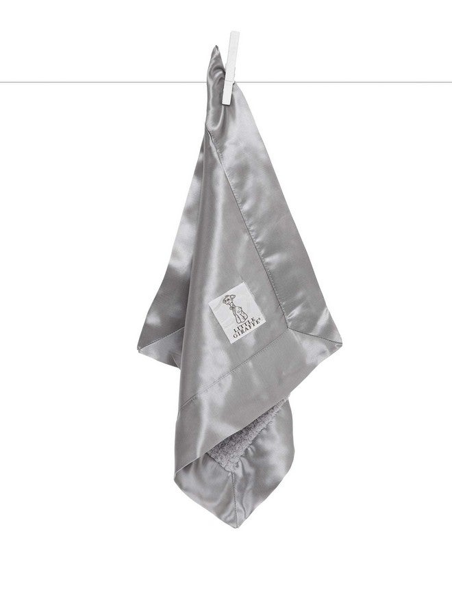 Little Giraffe Chenille Satin Blanky 17" x 17", Silver - Image 1
