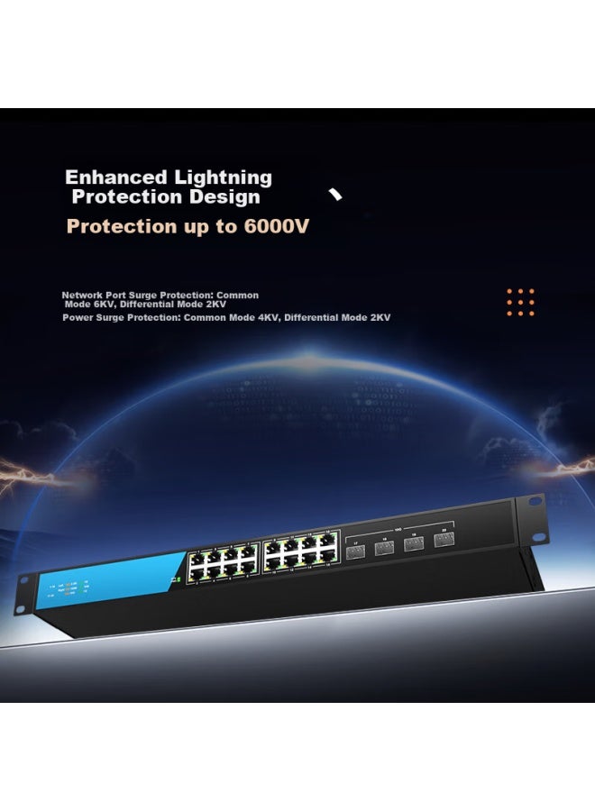 Keeplink Kp-9000 Gigabit Switch, 16 Ports 2.5g + 4 Ports 10g Unmanaged, For Home And Business Use, Internet Cafe Monitoring, Traffic Splitter/desk - Image 2
