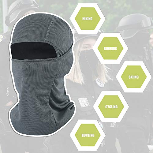 hikevalley Balaclava Face Mask Adjustable Windproof UV Protection Hood (US, Alpha, One Size, Grey) - Image 3