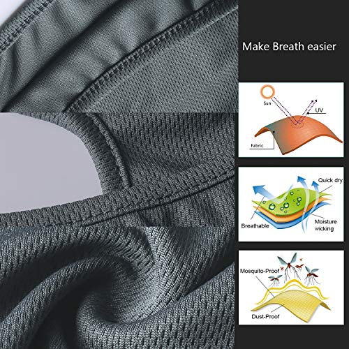 hikevalley Balaclava Face Mask Adjustable Windproof UV Protection Hood (US, Alpha, One Size, Grey) - Image 5