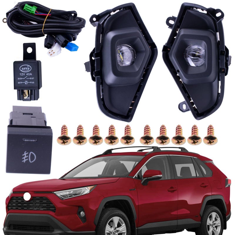 Pair Of LED Fog Lights Lamps Compatible Compatible with Toyota RAV4 20192024 With Cover Switch Wiring Bracket Kit Replaces TO1038223 TO1039223 TO1038225 TO1039225 TO2593142 TO2592142