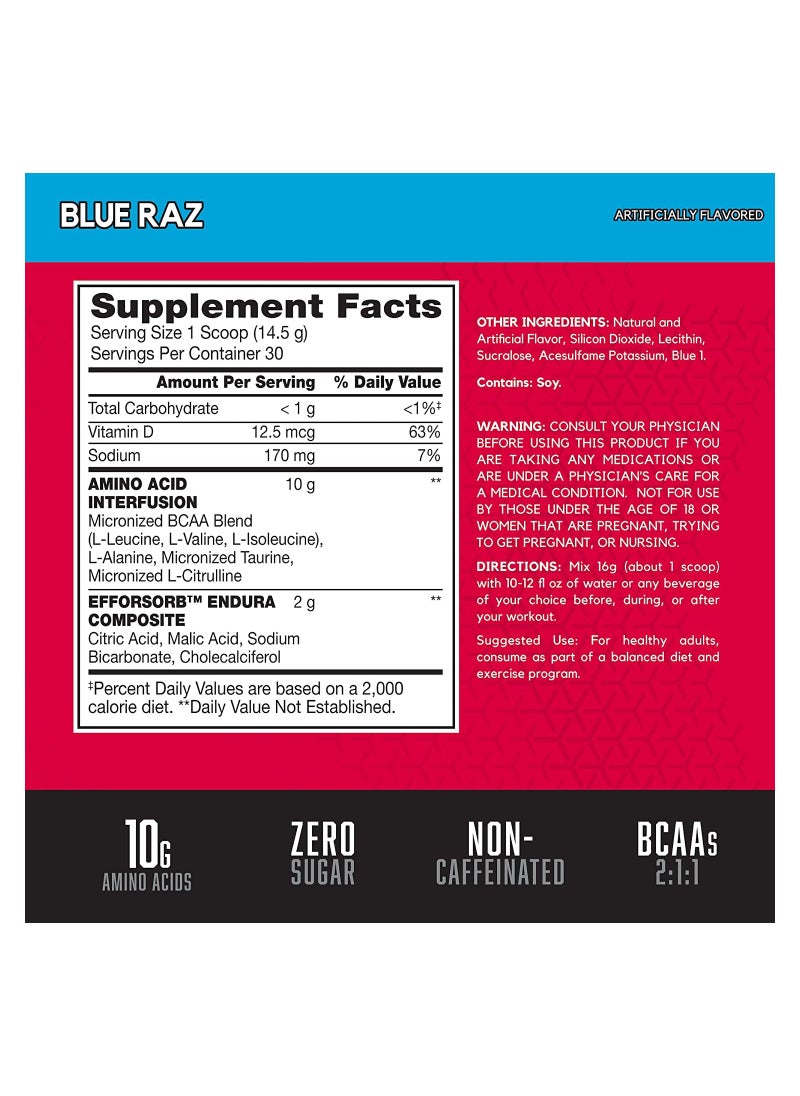 BSN - Amino X Muscle Recovery & Endurance, 10 Grams of Amino Acids, Flavor: Blue Raz, 30 Servings - Image 1