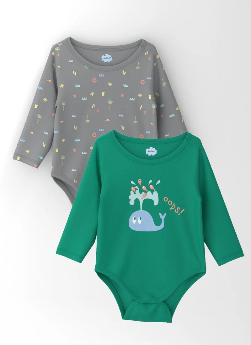 Nautinati Nautinati Infants' Cotton Pack of 2 Ocean Print Bodysuit