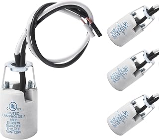 DiCUNO E12 Socket, Ceramic Candelabra E12 Lamp Holder Screw Base with Leads, UL Listed Porcelain Light Socket with 8 - Image 1