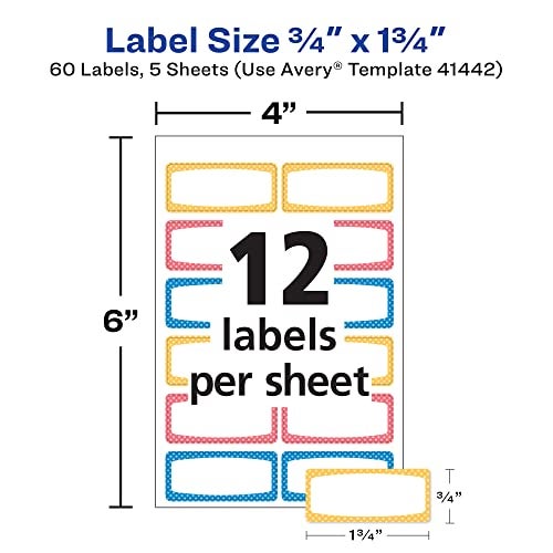 Avery Durable Labels for Kids' Gear, 3/4" x 1-3/4", Assorted Border Colors, Water-Resistant Labels, 60 Total (41442) - Image 4
