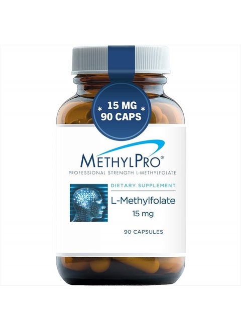 15mg L-Methylfolate - Professional Strength Active Methyl Folate Supplement for Brain Support, Balanced Mood + Immune Health - Gluten-Free with No Fillers (90 Capsules)