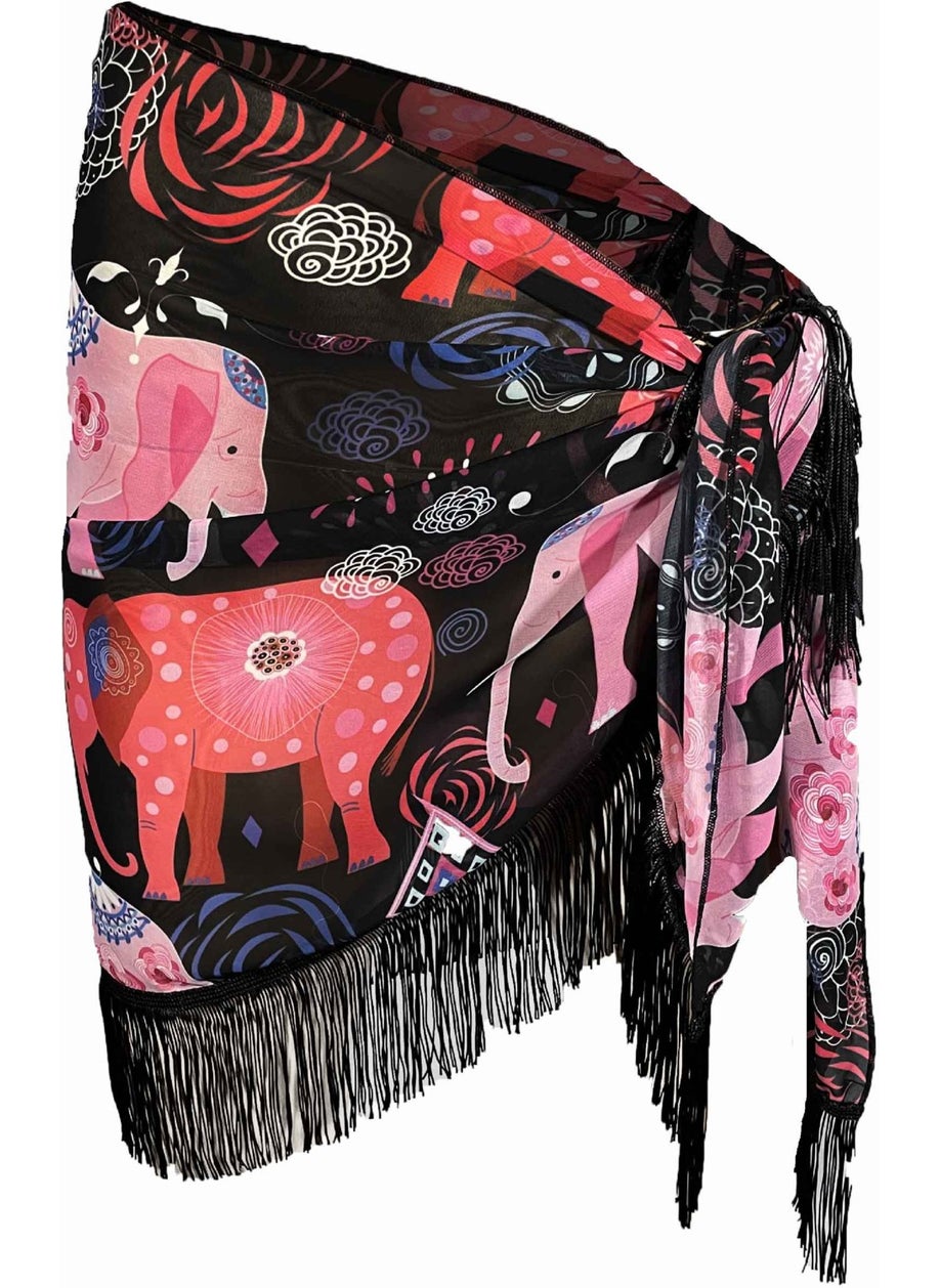 Bolder Amore Tasseled Elephant Pattern Pareo  - Image 2