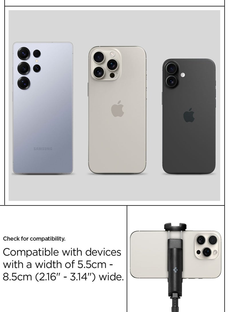 Spigen Automatic Universal Selfie Stick Tripod 57" [Auto-Open] Phone Stand with Rechargeable Remote 360° Vertical & Horizontal Rotatable Stable Travel for iPhone Android and More - Black - Image 2