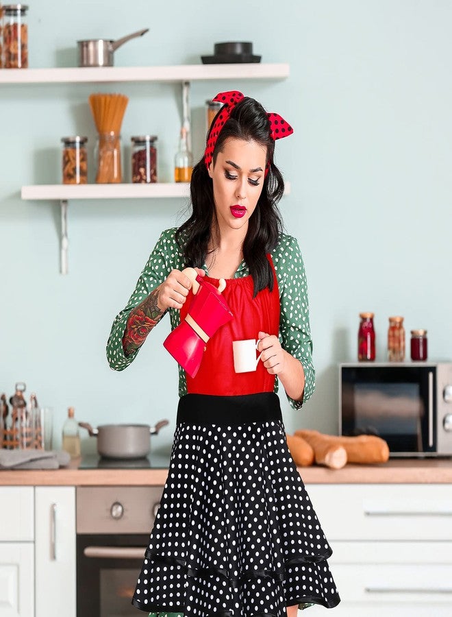 Violet Mist Cute Vintage Aprons for Women Sexy Red Polka Dot Retro Aprons for Girls Ladies 50s Apron Christmas Apron Lovely kawaii Adjustable Cooking Kitchen Apron for Housewife Waitress Mother's Gift - Image 5