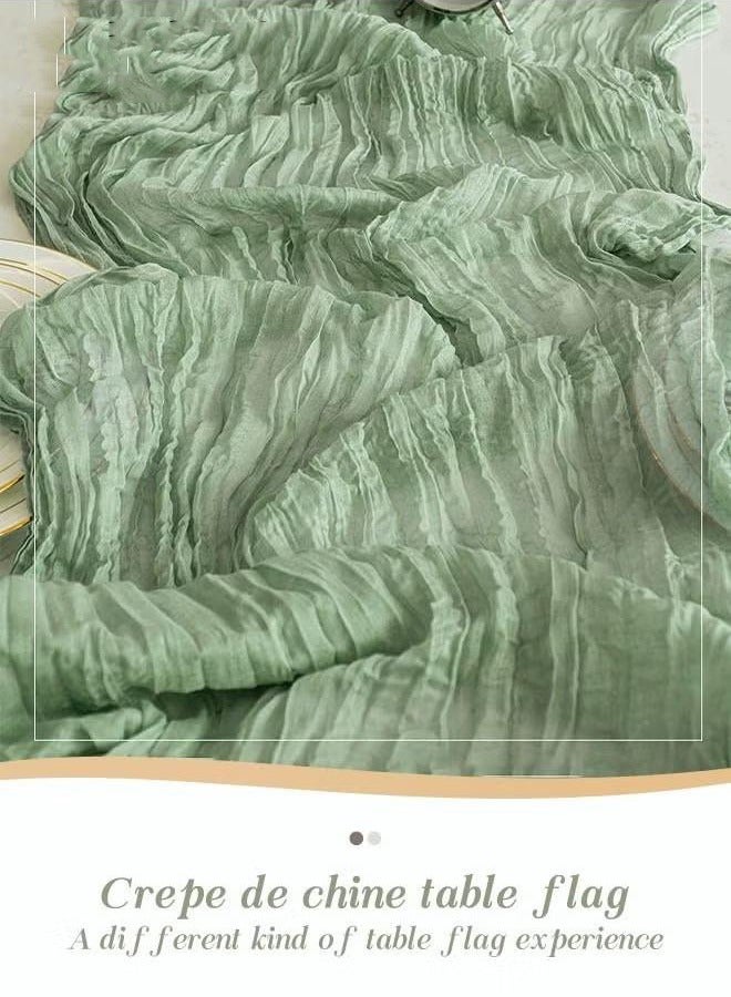 XiuWoo Translucent Table Runner Chessian Tablecloth for Wedding Reception Bridal Shower Party Decoration Table Centerpiece 90*400CM, Green - Image 4