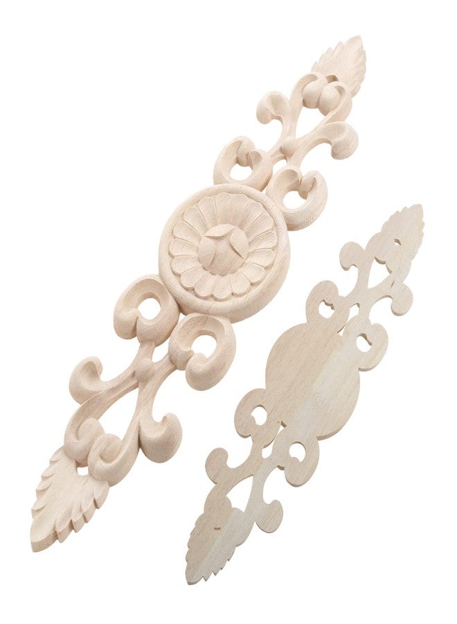 MUXSAM Long Wood Appliques Onlays, Unpainted Wooden Carved Overlays Ornate Carving Decals for Mantels Dresser Cabinet Door Wall Doll Bed Furniture Decor(2-Pack, 36x8cm/14.2"x3.2") - Image 4