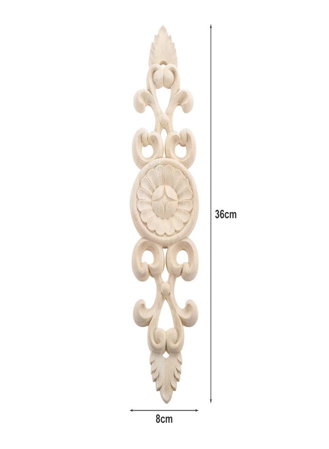 MUXSAM Long Wood Appliques Onlays, Unpainted Wooden Carved Overlays Ornate Carving Decals for Mantels Dresser Cabinet Door Wall Doll Bed Furniture Decor(2-Pack, 36x8cm/14.2"x3.2") - Image 2