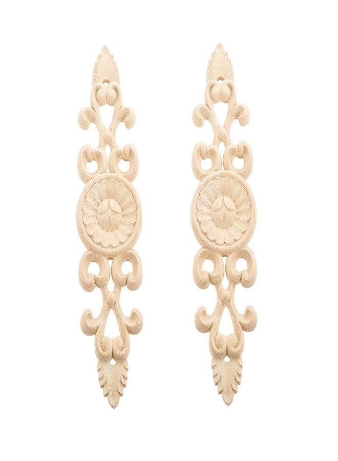 MUXSAM Long Wood Appliques Onlays, Unpainted Wooden Carved Overlays Ornate Carving Decals for Mantels Dresser Cabinet Door Wall Doll Bed Furniture Decor(2-Pack, 36x8cm/14.2"x3.2") - Image 1