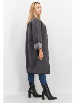 VERO MODA Women Crew Neck Long Sleeve Trench Coat, Grey  - Image 3