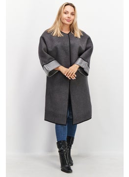 VERO MODA Women Crew Neck Long Sleeve Trench Coat, Grey  - Image 1