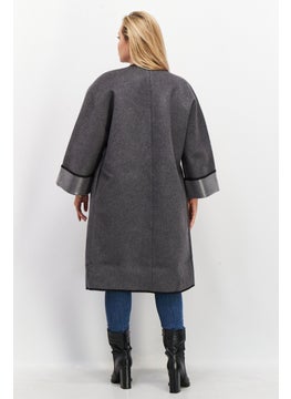 VERO MODA Women Crew Neck Long Sleeve Trench Coat, Grey  - Image 2