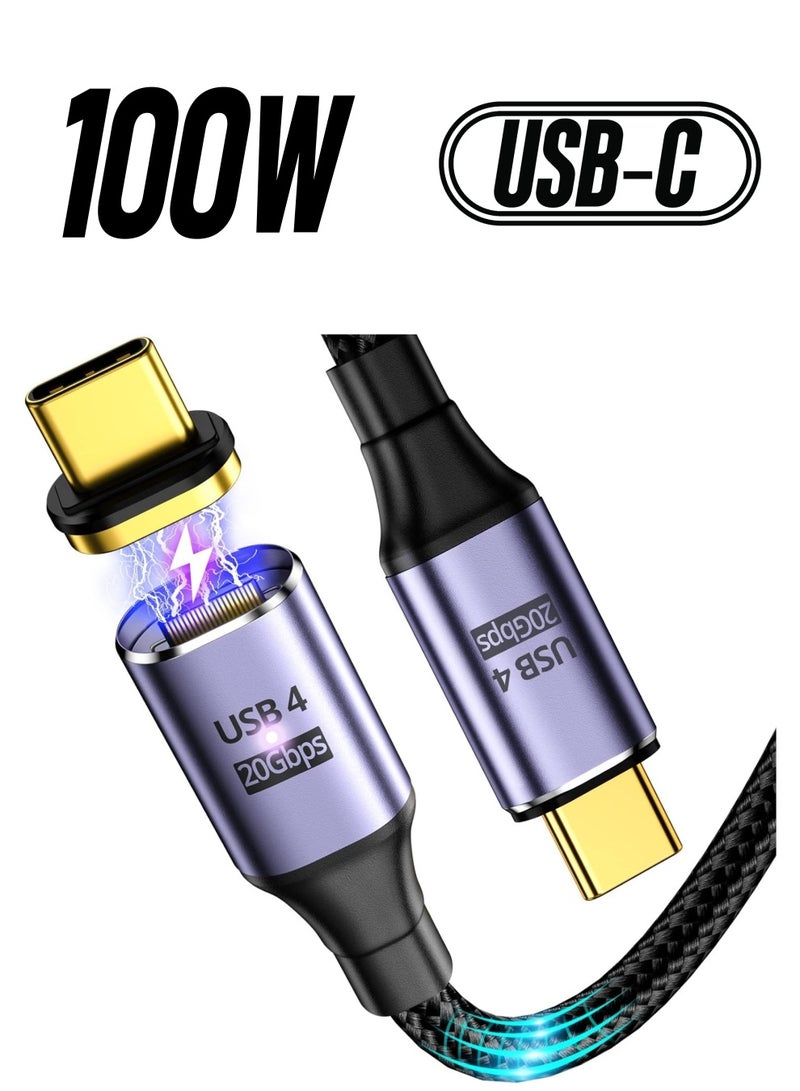 SYOSI 100W Magnetic USB C to USB C Charging Cable, 24Pin PD Fast Charge USB 4 20Gbps Data Transfer 8K@60Hz Video, Magnetic Phone Charger Fast Charge Cord for MacBook Pro/Air and More Type C Phones (6.5ft) - Image 1