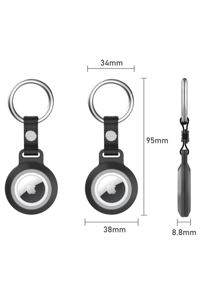 Airtag Case with Key Ring, Full-Body Shockproof AirTags Holder with Keychain, Waterproof Anti-Scratch Rugged Protective Cover for Apple Air Tag for Pet Collars, Wallet, Keys (Black)