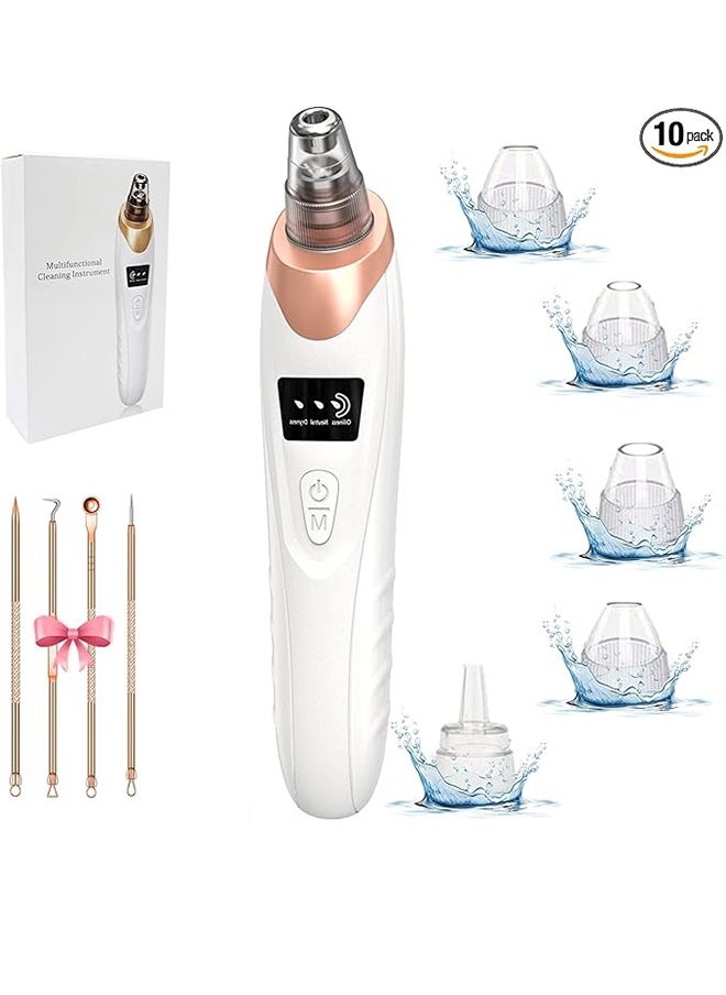 Generic Blackhead Remover Pore Vacuum Cleaner, Facial Pore Cleaner - 5 Suction Powers, 5 Probes, Usb Rechargeable Blackhead Vacuum Kit, Electric Acne Extraction Tool For Adults (White)  - Image 1